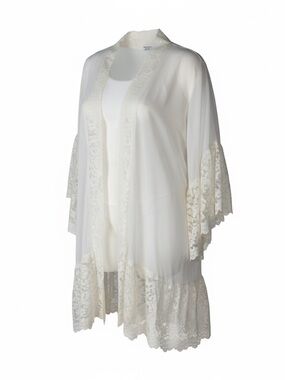 Chic Sheer Lace White Robe Small 36” pit to pit coquettegirl Festival Feminine
